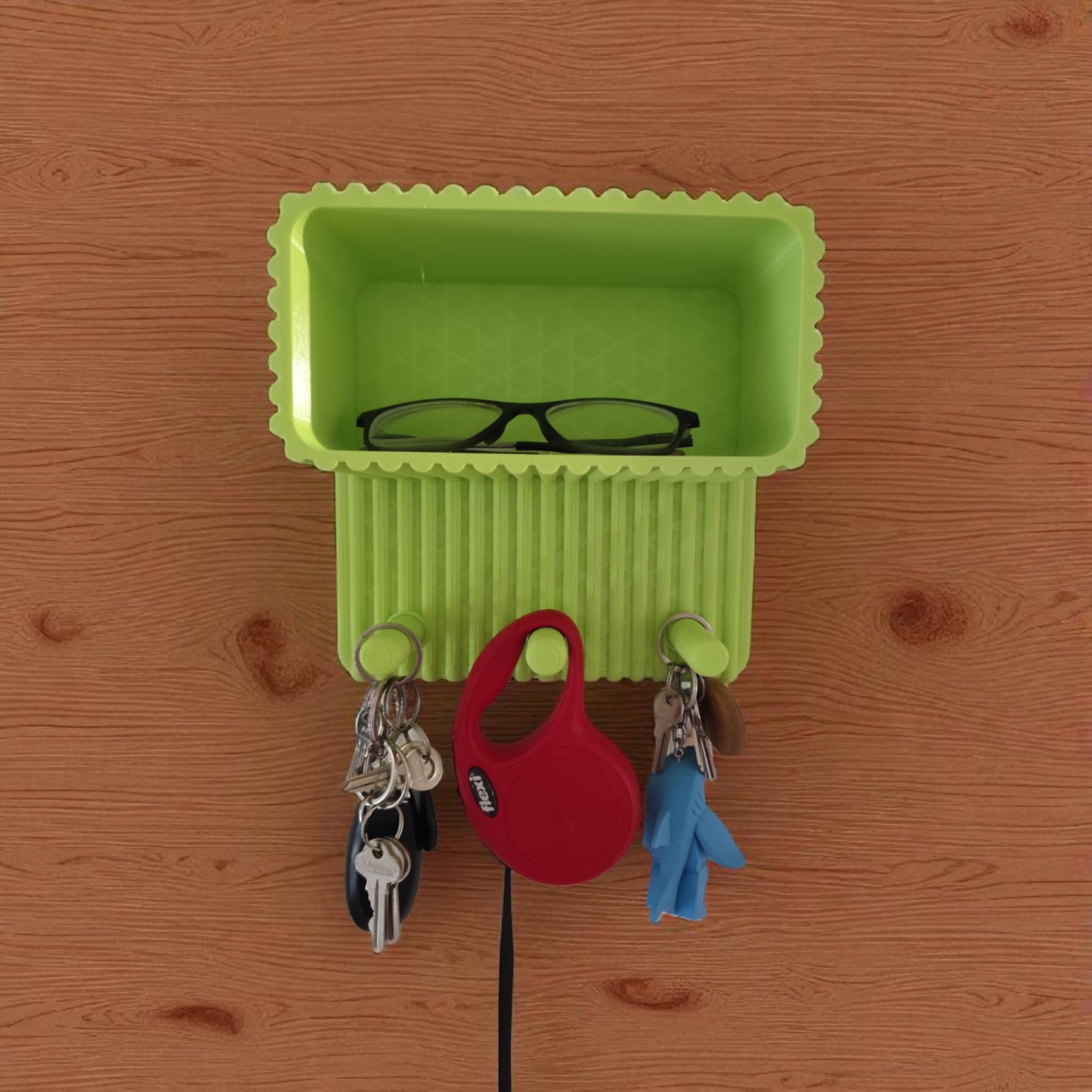 Floating Wall Shelf with 3 Key Hooks – 20cm x 20cm