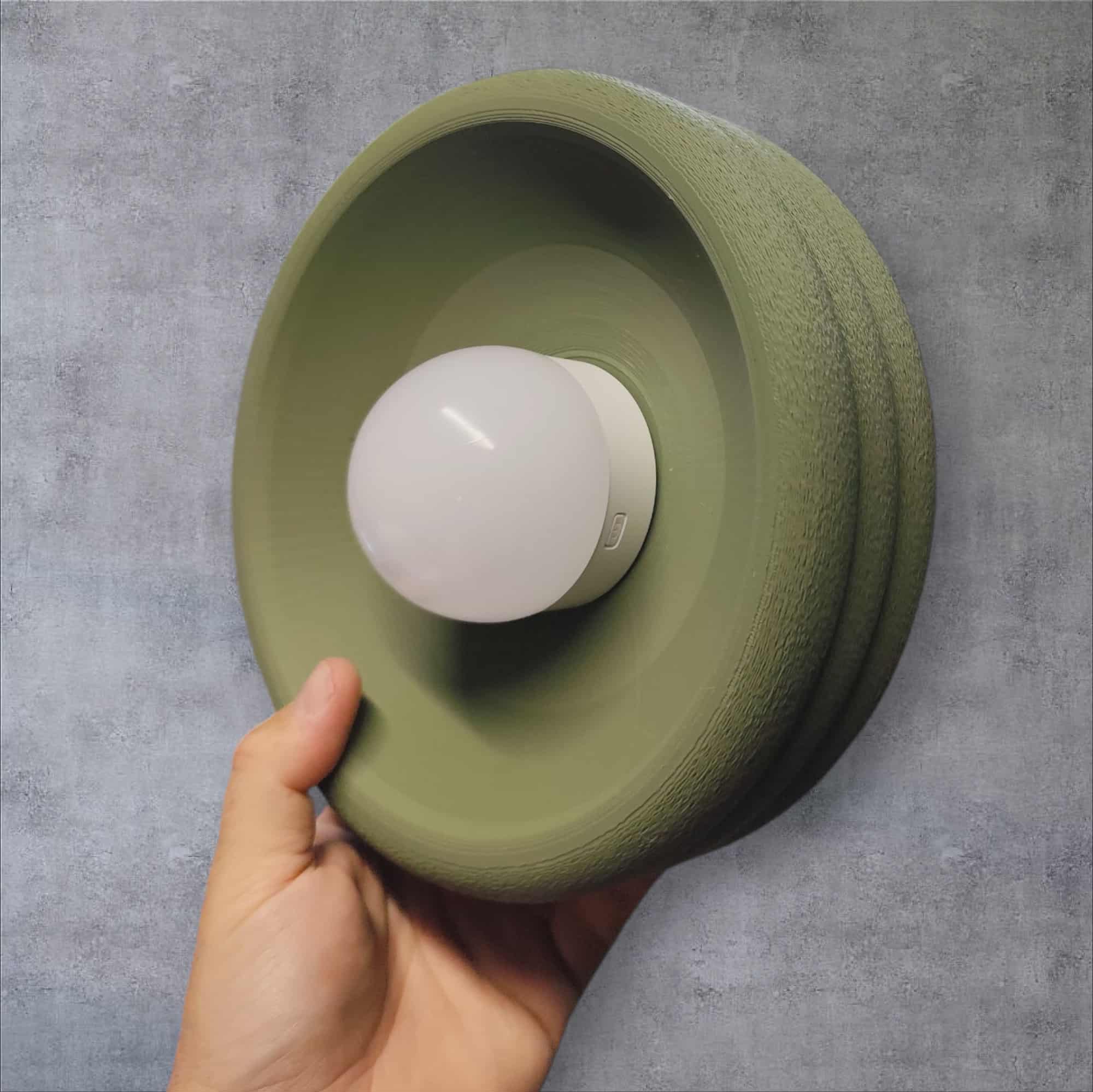 Ribbed Modern Wall Sconce with Rechargeable Light is renter friendly, 3D printed, cordless and LED.