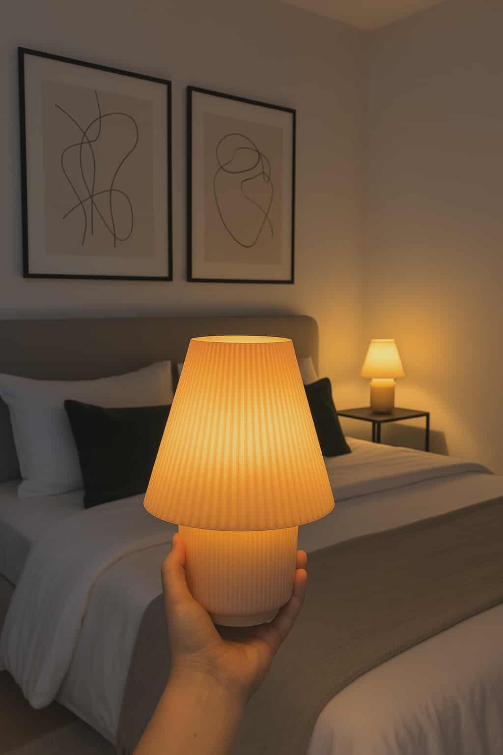 Sinister Style Cordless Modern Pleated Lamp – Soft Warm Glow Anywhere