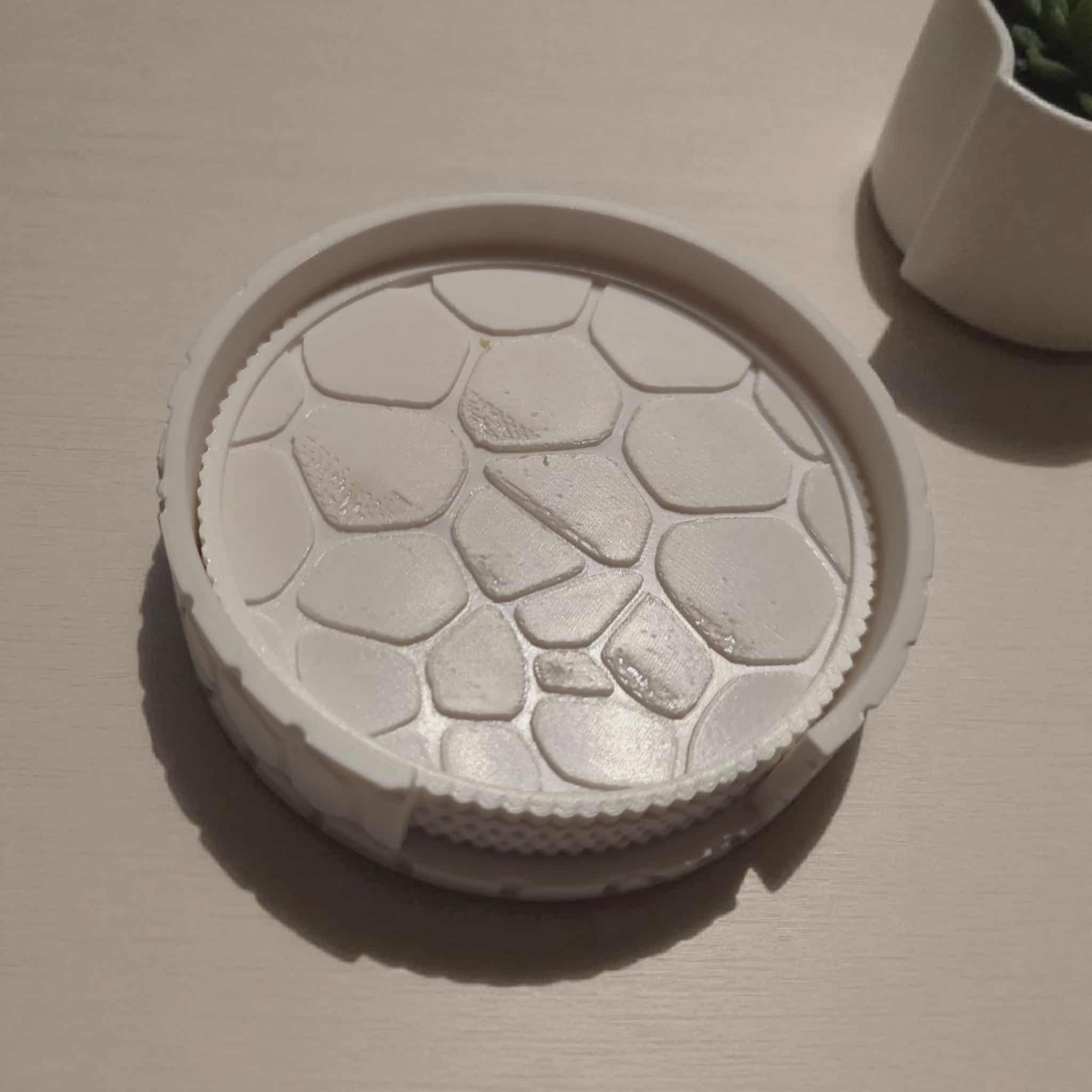 Stone Texture 3D Printed Coaster – Modern Minimalist Design