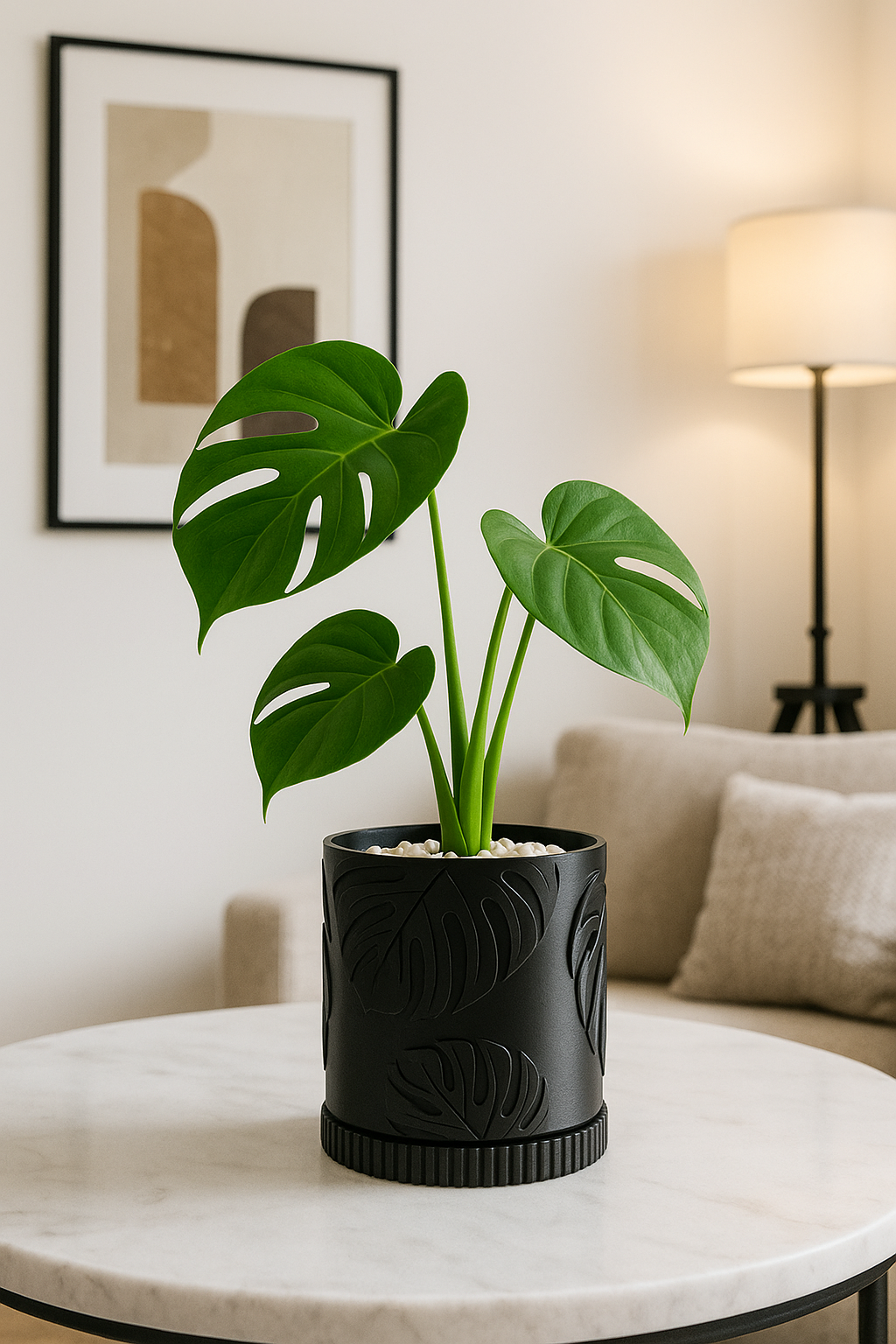 Sinister Select Monstera Leaf Pattern Planter Plant Pot inc tray