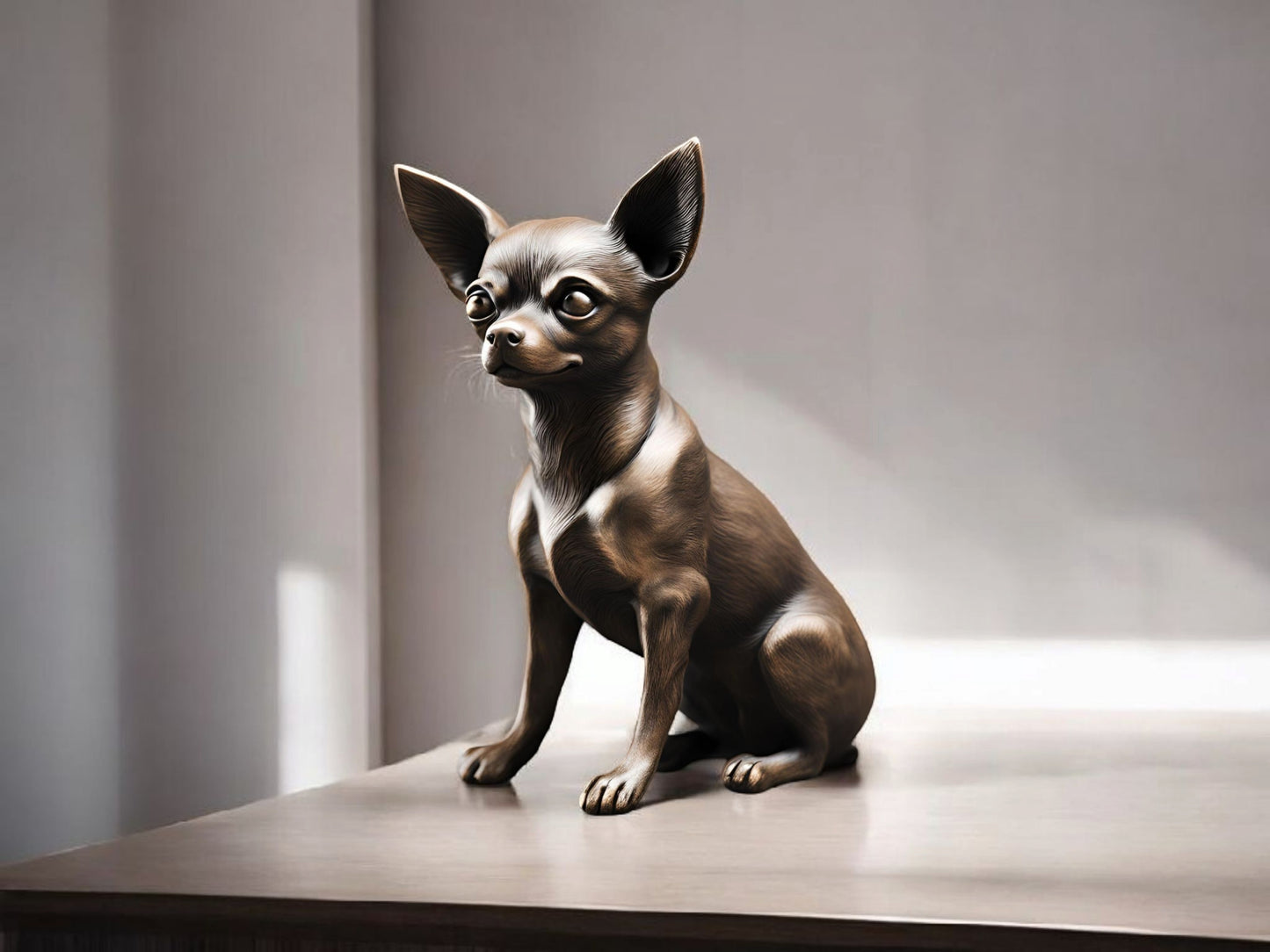 Minimalist Modern Australian Chihuahua Figure – 3D Printed Dog Sculpture