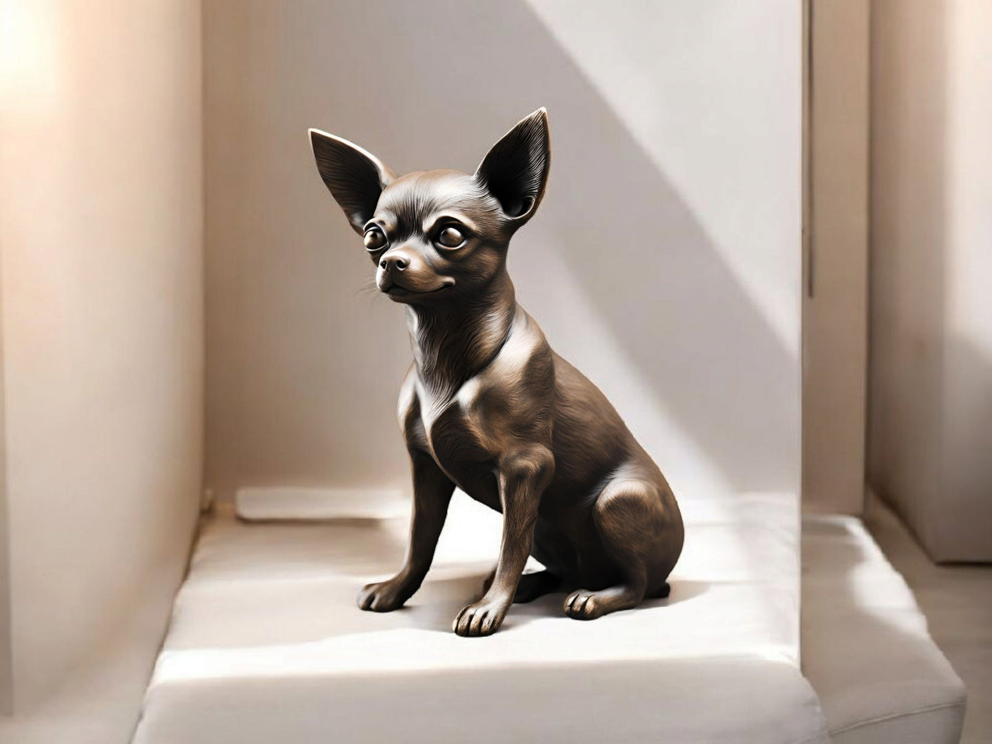 Minimalist Modern Australian Chihuahua Figure – 3D Printed Dog Sculpture