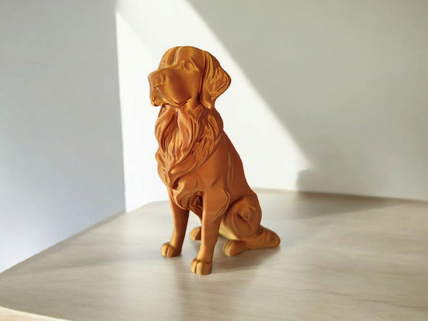 Minimalist Modern Australian Golden Retriever Figure – 3D Printed Dog Sculpture