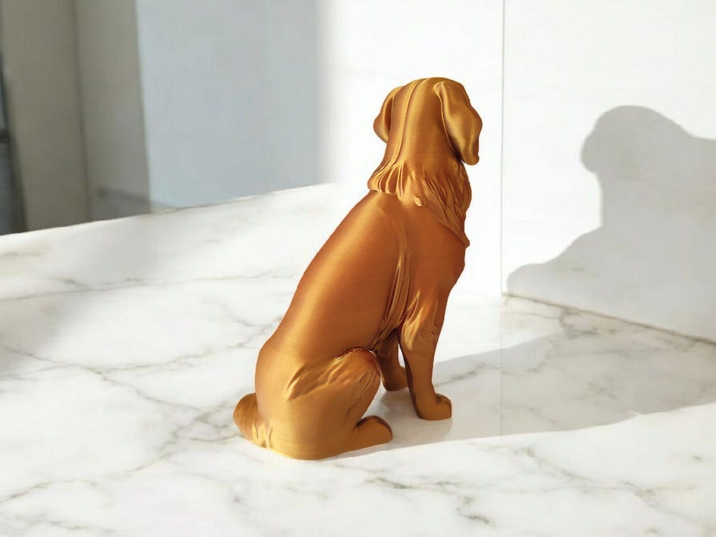 Minimalist Modern Australian Golden Retriever Figure – 3D Printed Dog Sculpture