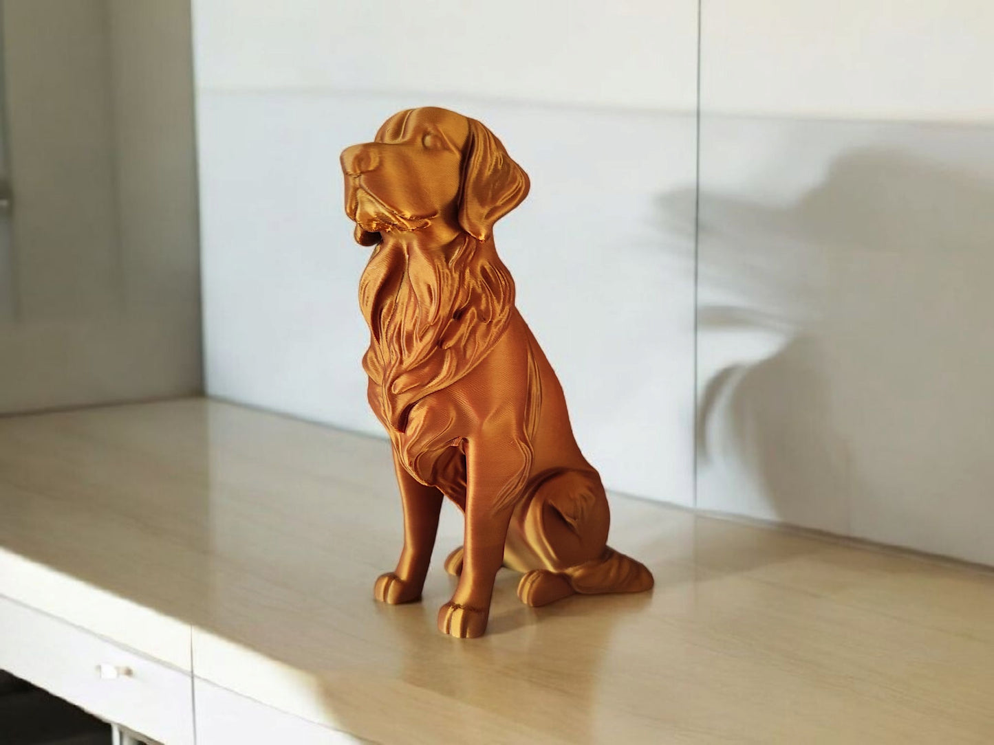 Minimalist Modern Australian Golden Retriever Figure – 3D Printed Dog Sculpture