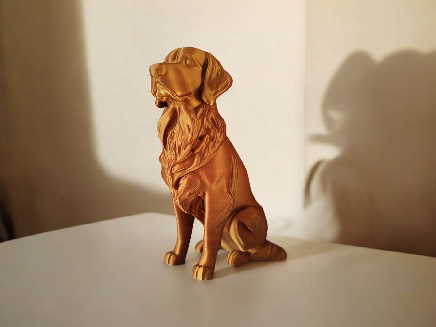 Minimalist Modern Australian Golden Retriever Figure – 3D Printed Dog Sculpture
