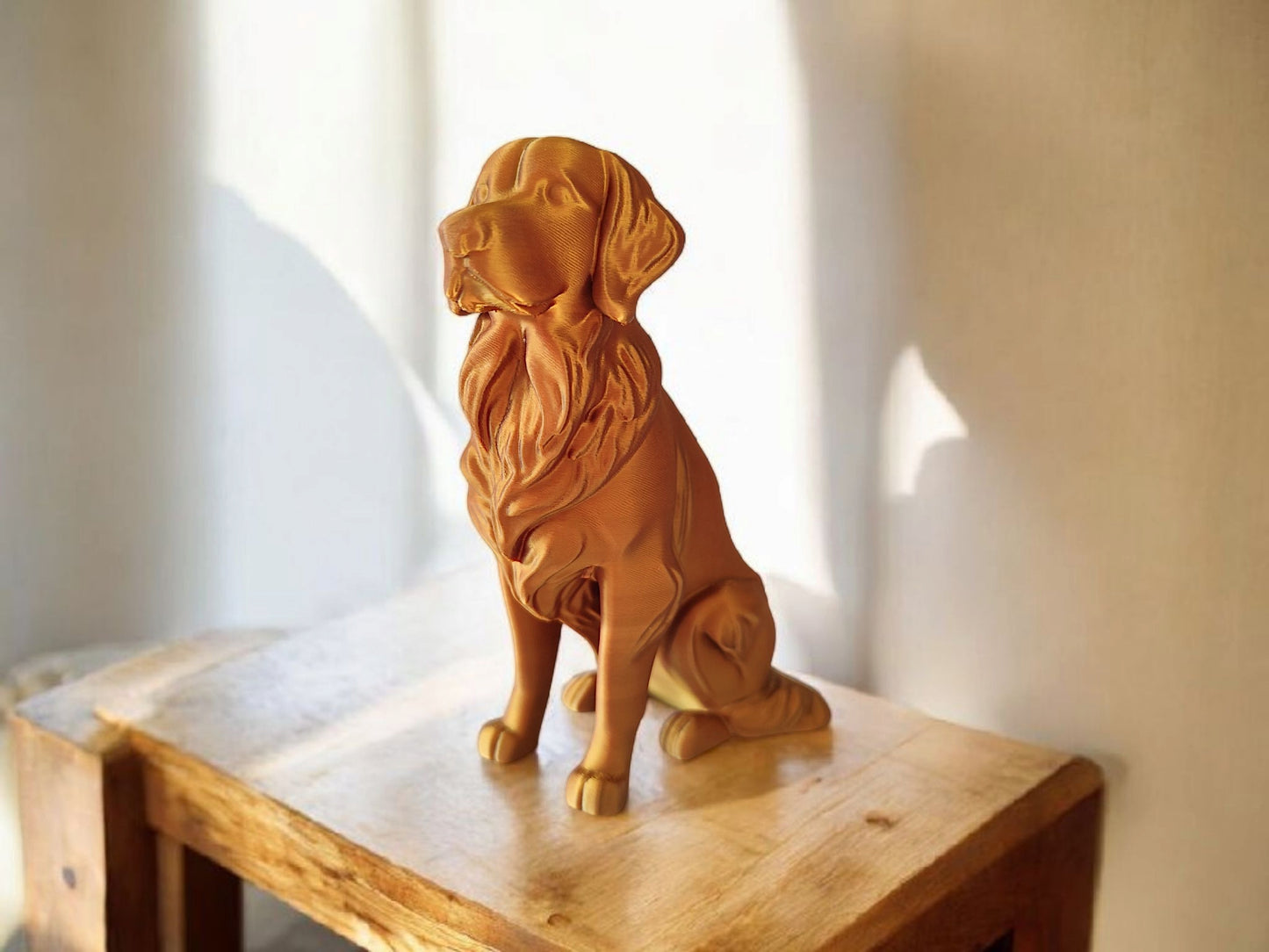 Minimalist Modern Australian Golden Retriever Figure – 3D Printed Dog Sculpture