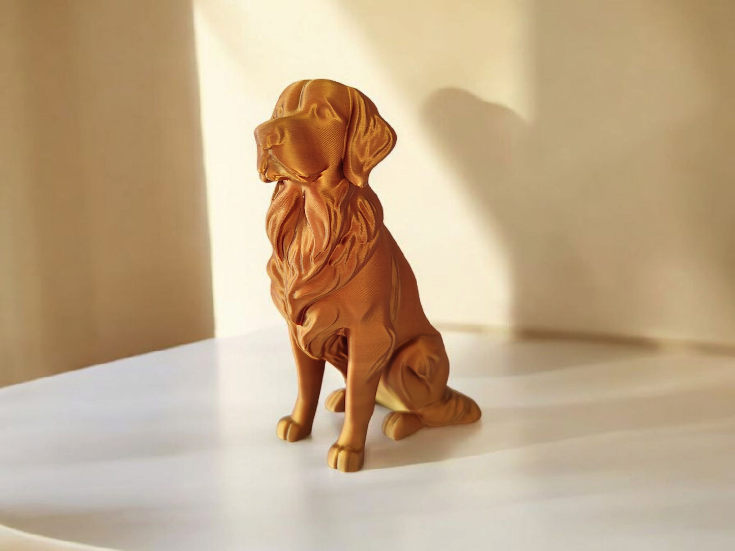 Minimalist Modern Australian Golden Retriever Figure – 3D Printed Dog Sculpture