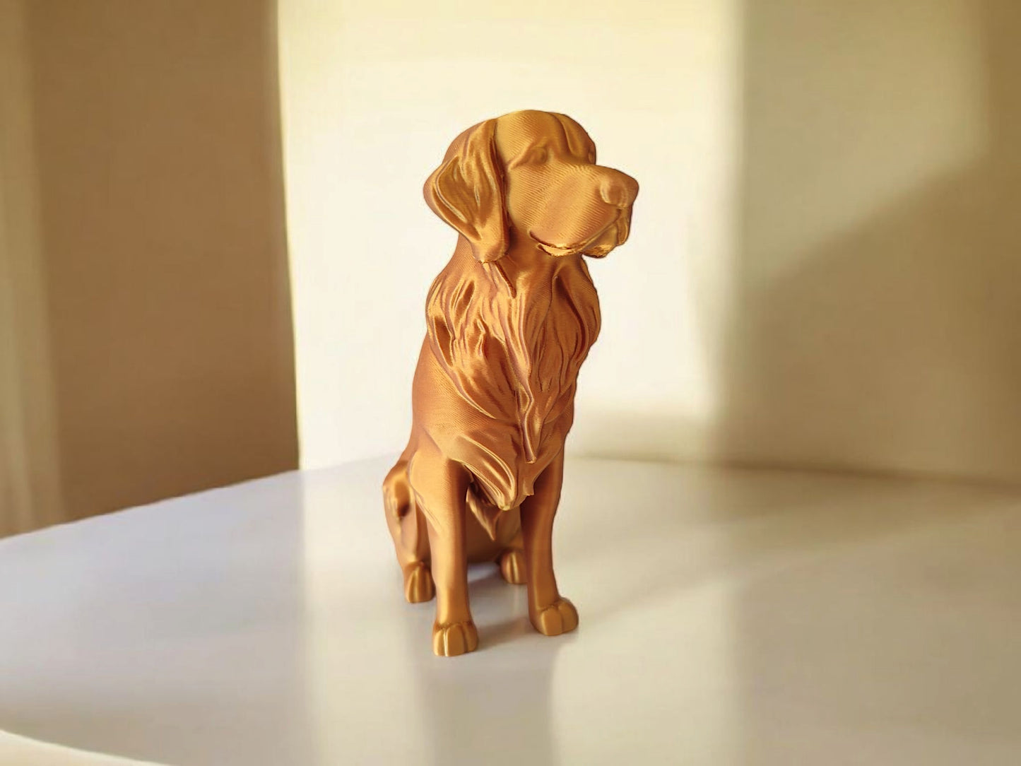 Minimalist Modern Australian Golden Retriever Figure – 3D Printed Dog Sculpture