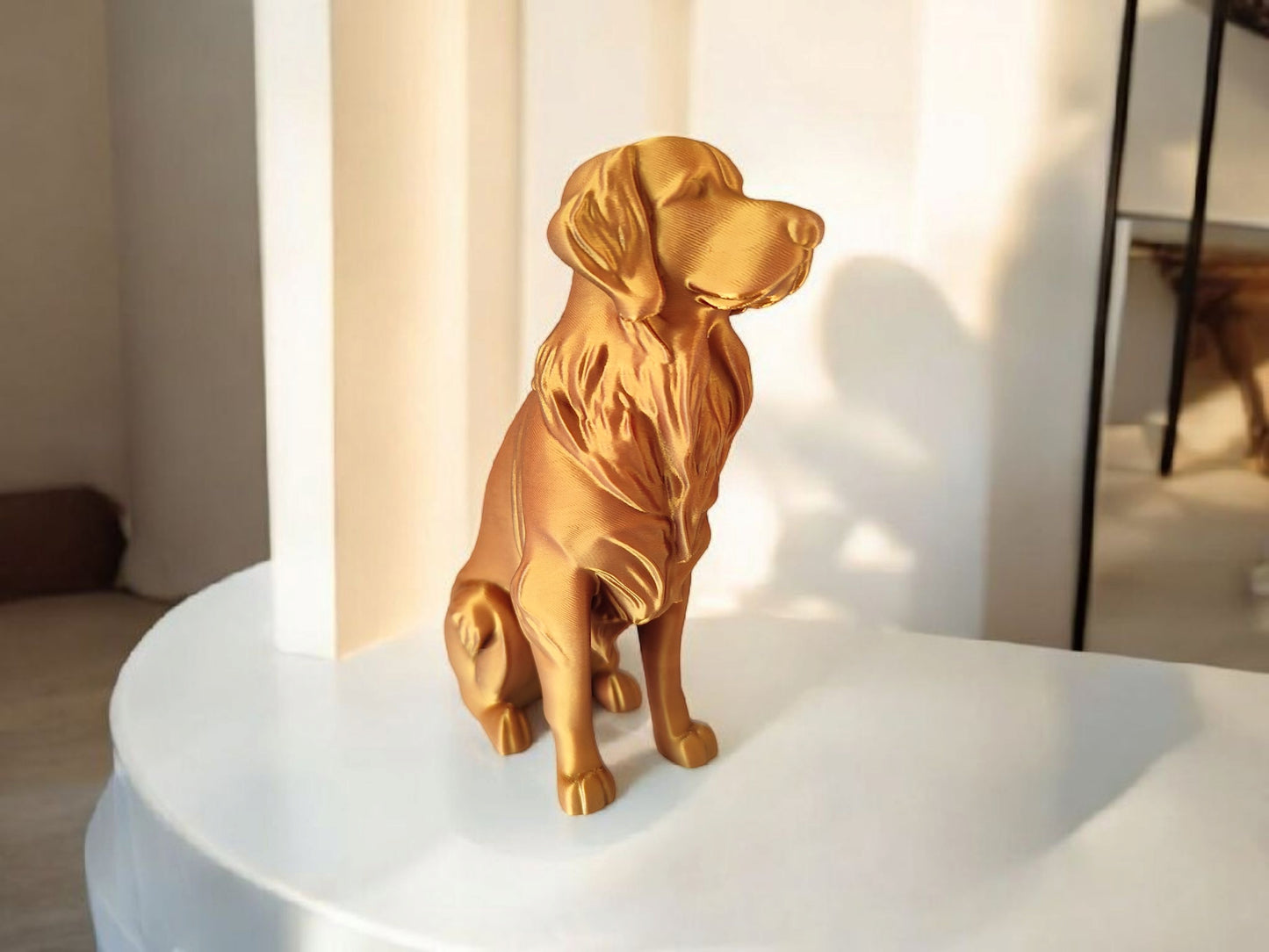 Minimalist Modern Australian Golden Retriever Figure – 3D Printed Dog Sculpture