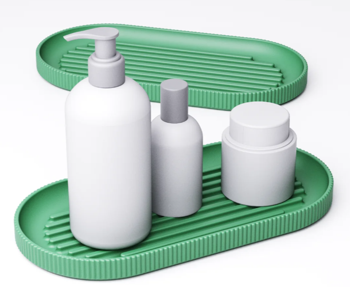 Ribbed Bathroom Vanity Tray Set