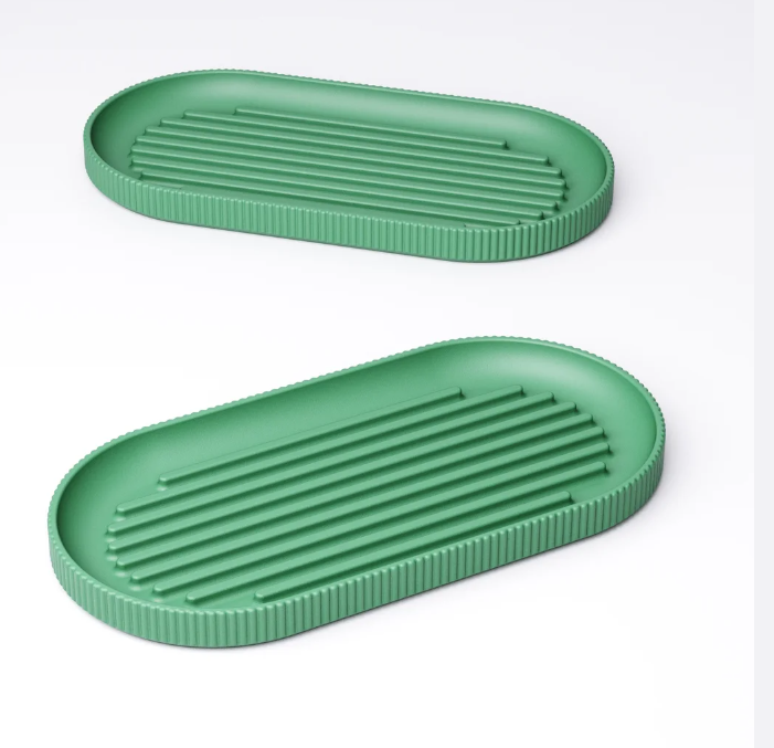 Ribbed Bathroom Vanity Tray Set