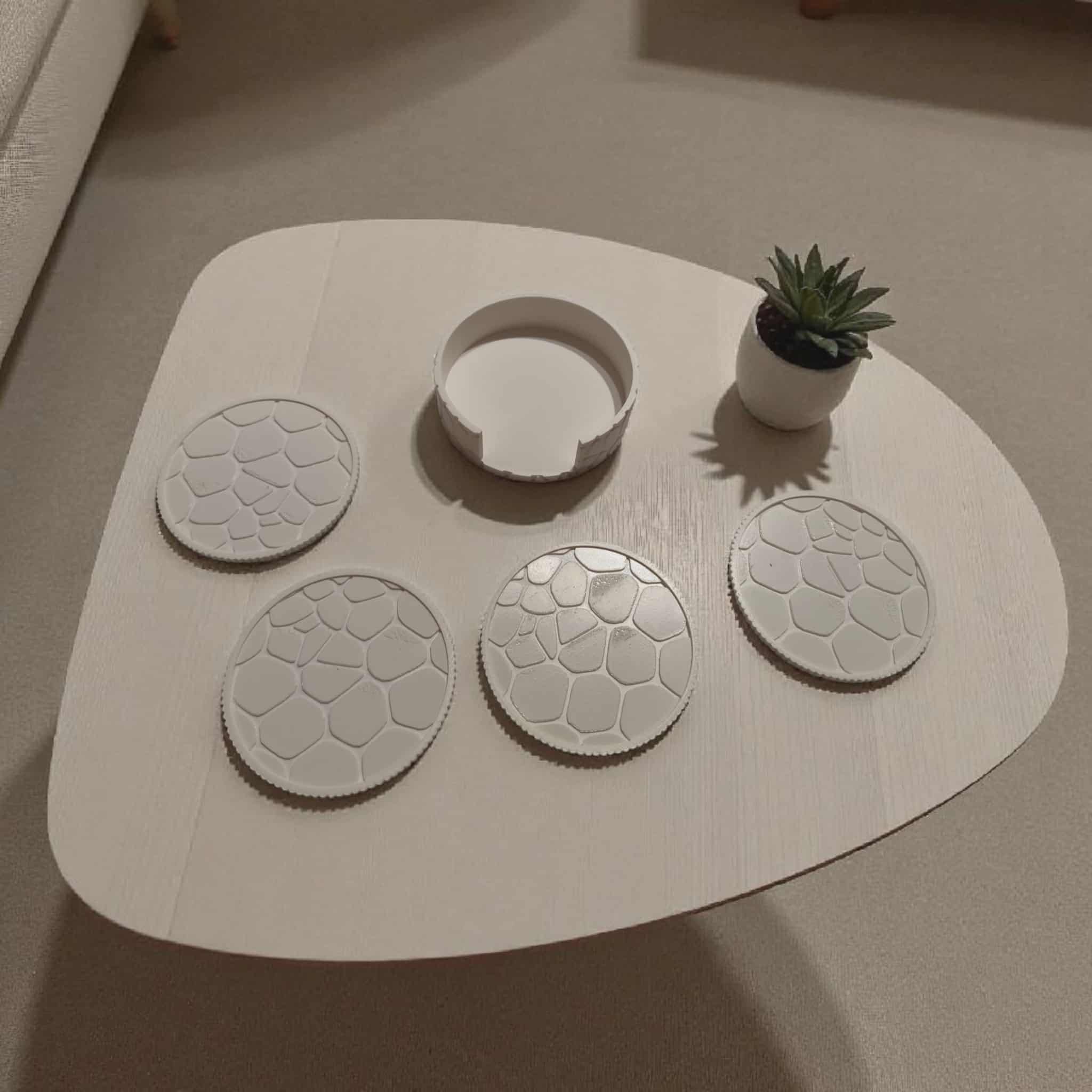 Stone Texture 3D Printed Coaster – Modern Minimalist Design