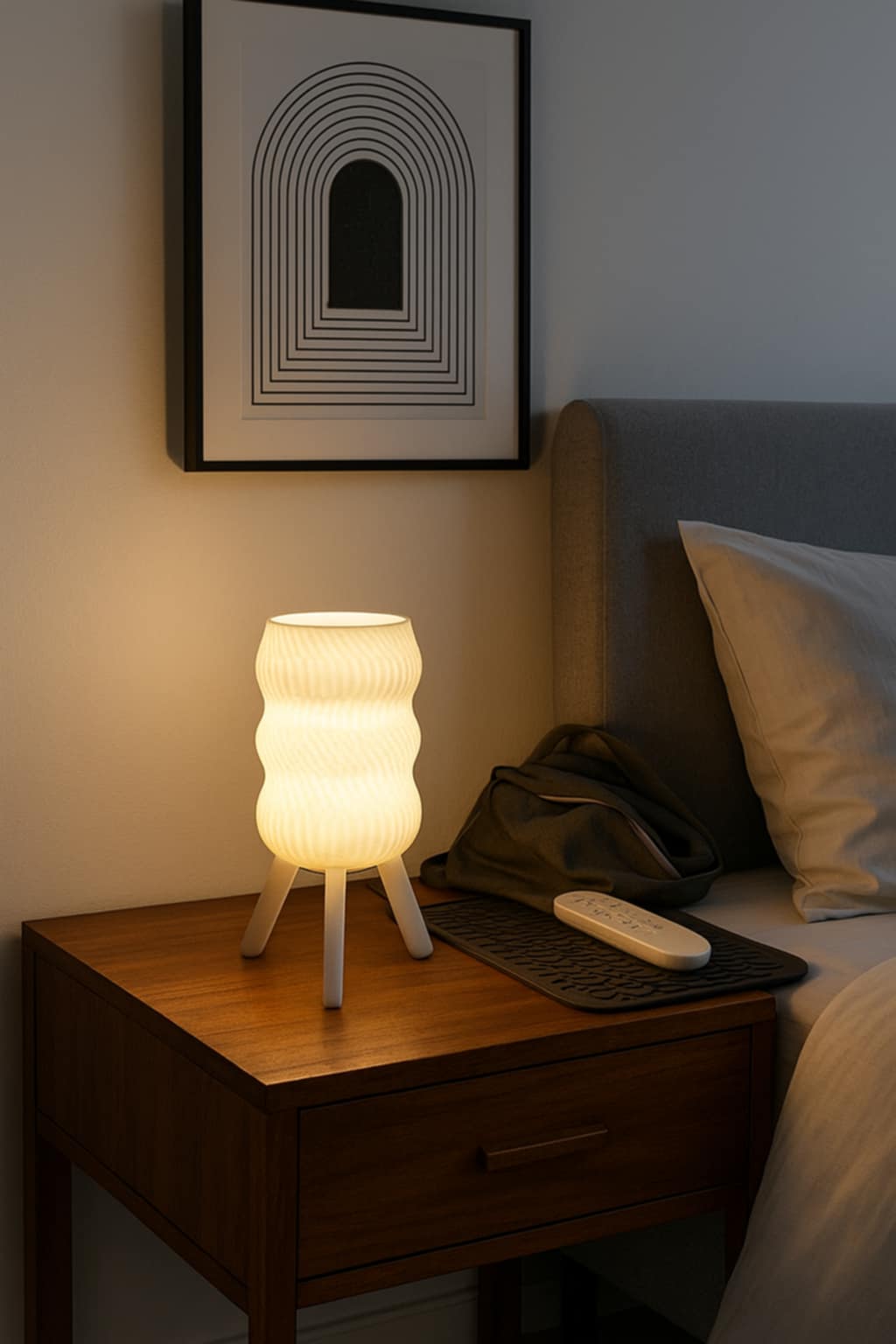 Ripple Glow Table Lamp – Cordless, Dimmable & USB-Rechargeable (18cm)