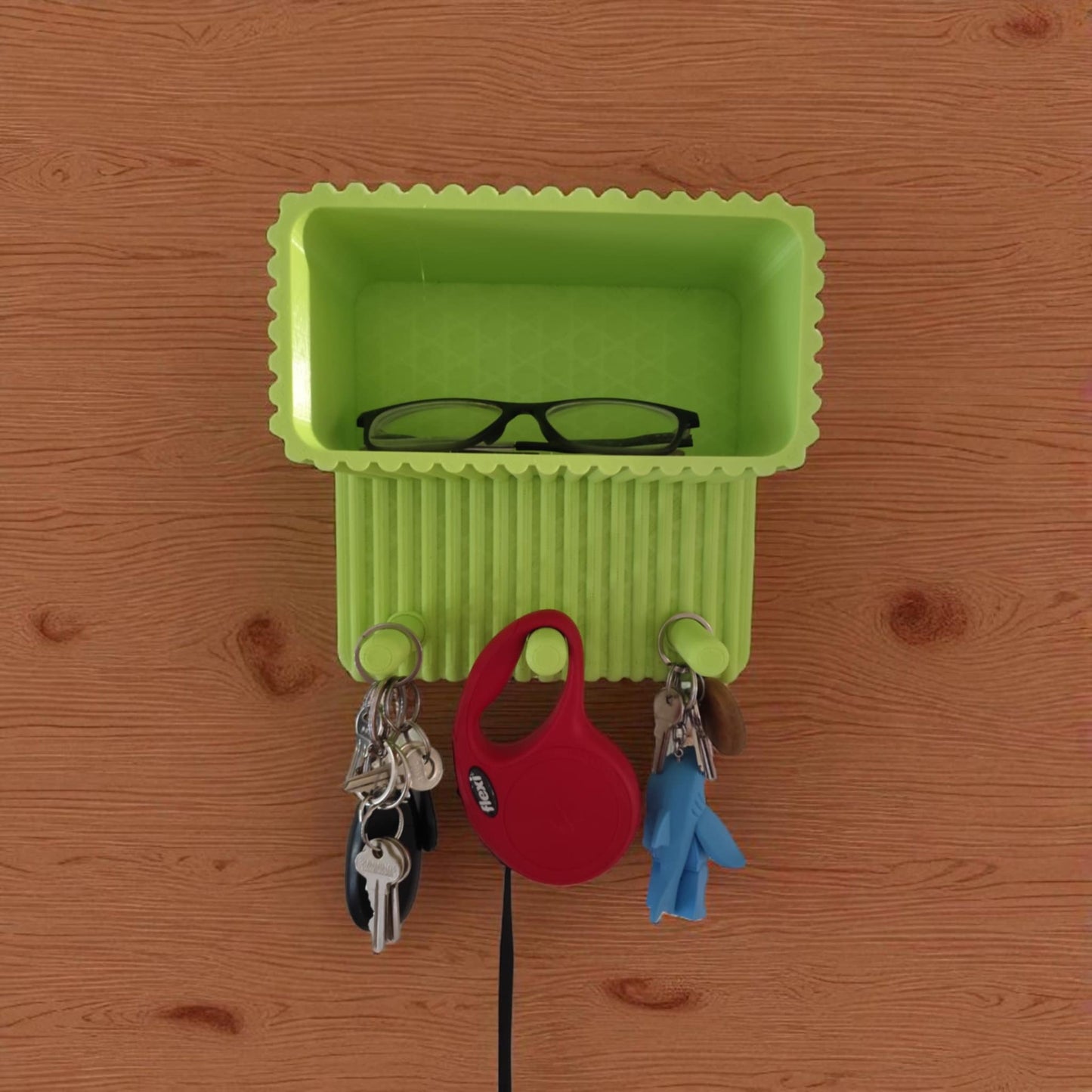 Floating Wall Shelf with 3 Key Hooks – 20cm x 20cm