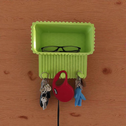Floating Wall Shelf with 3 Key Hooks – 20cm x 20cm