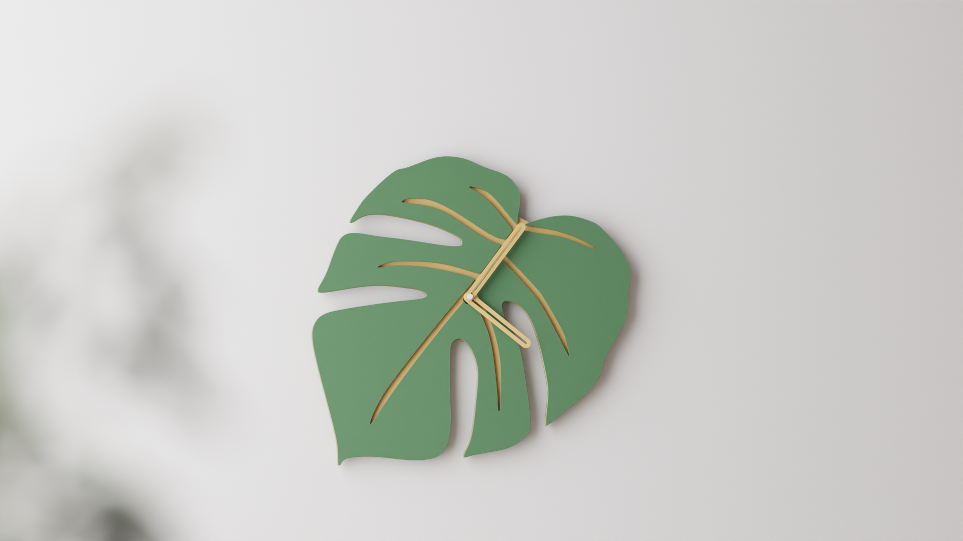 Layered Monstera Wall Clock