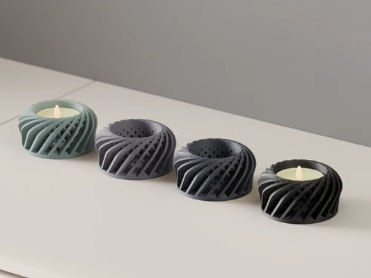 Spiral Basket LED Tealight Holder – Modern 3D Printed Candle Lantern (Fits 40mm LED) LED Included