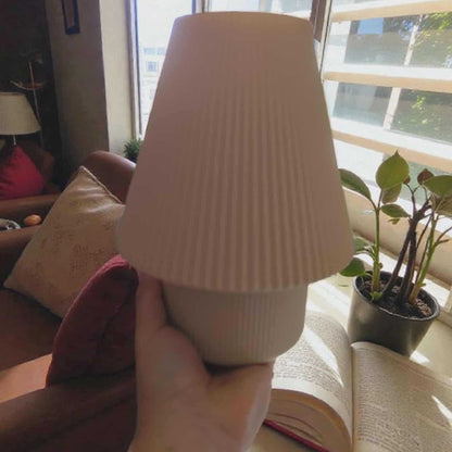 Sinister Style Cordless Modern Pleated Lamp – Soft Warm Glow Anywhere