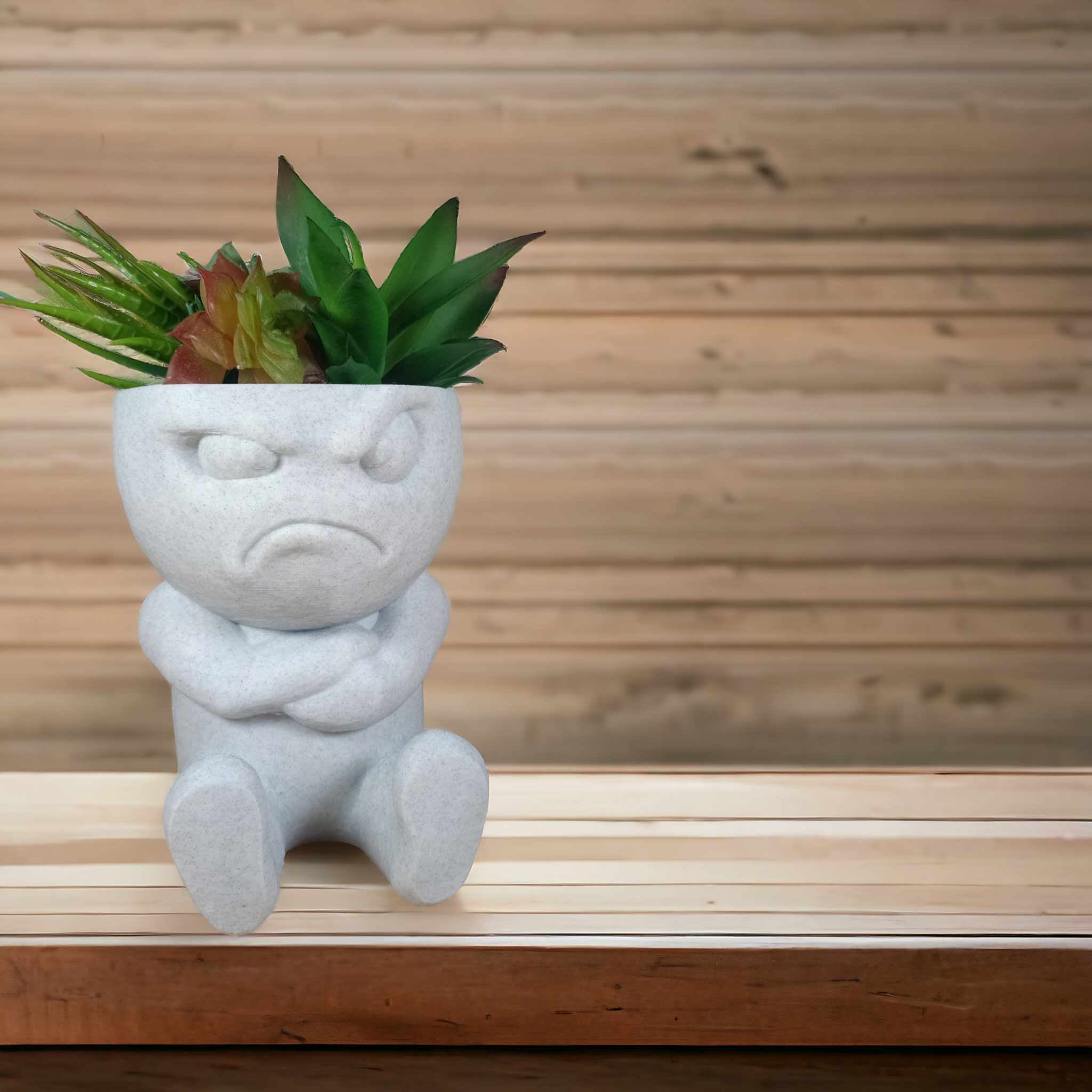 Angry Face Planter Pot - Unique 3D Printed Home Decor, Quirky Plant Holder, Perfect Gift for Plant Lovers