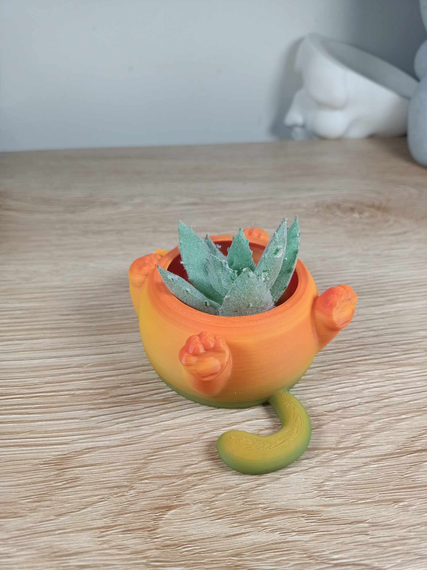 Sleepy Cat Planter 3D Printed, Charming Succulent Pot for Home or Office, Cat Lover Gift Idea