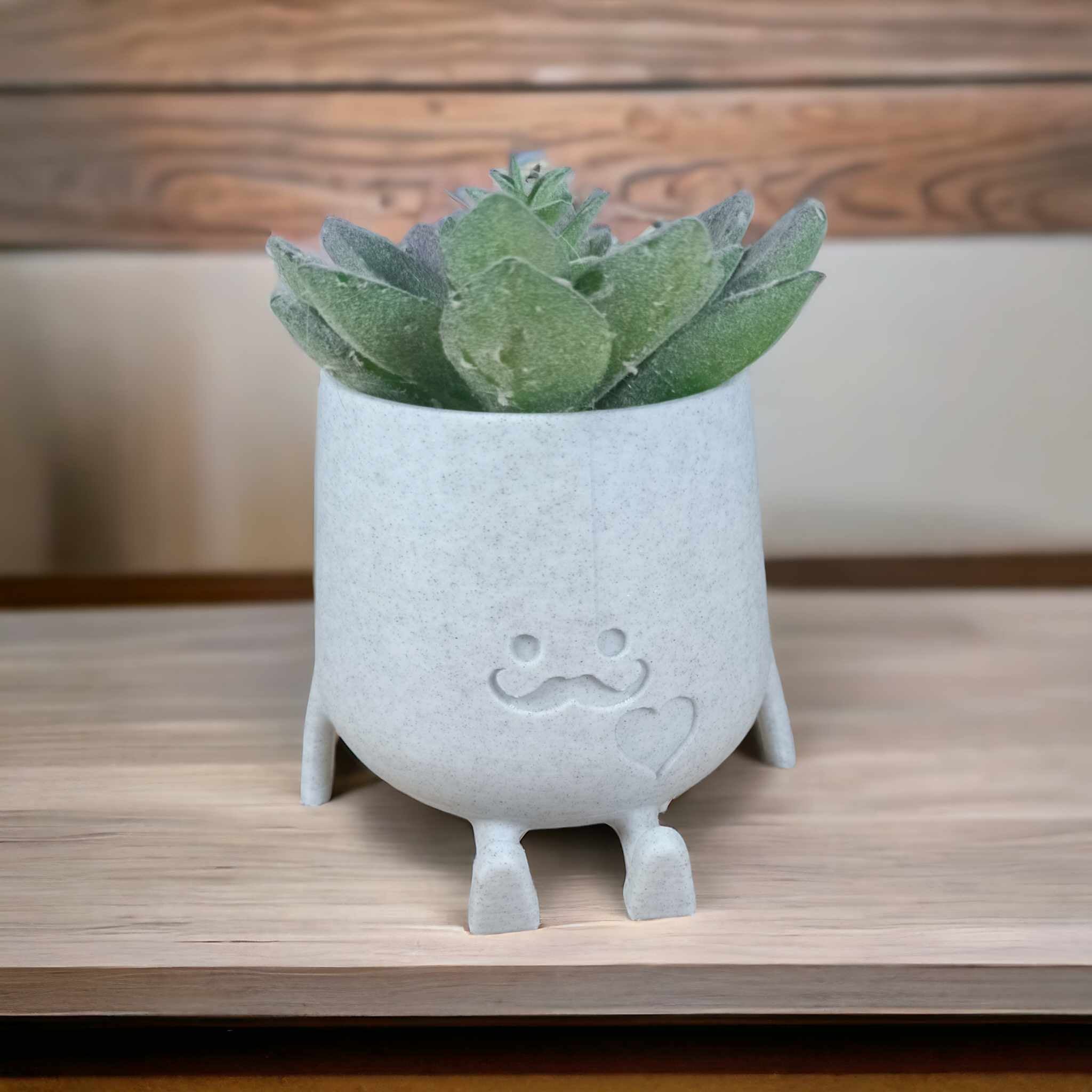 Whimsical Moustache Planter Pot - Quirky 3D Printed Home Decor, Unique Gift for Plant Lovers