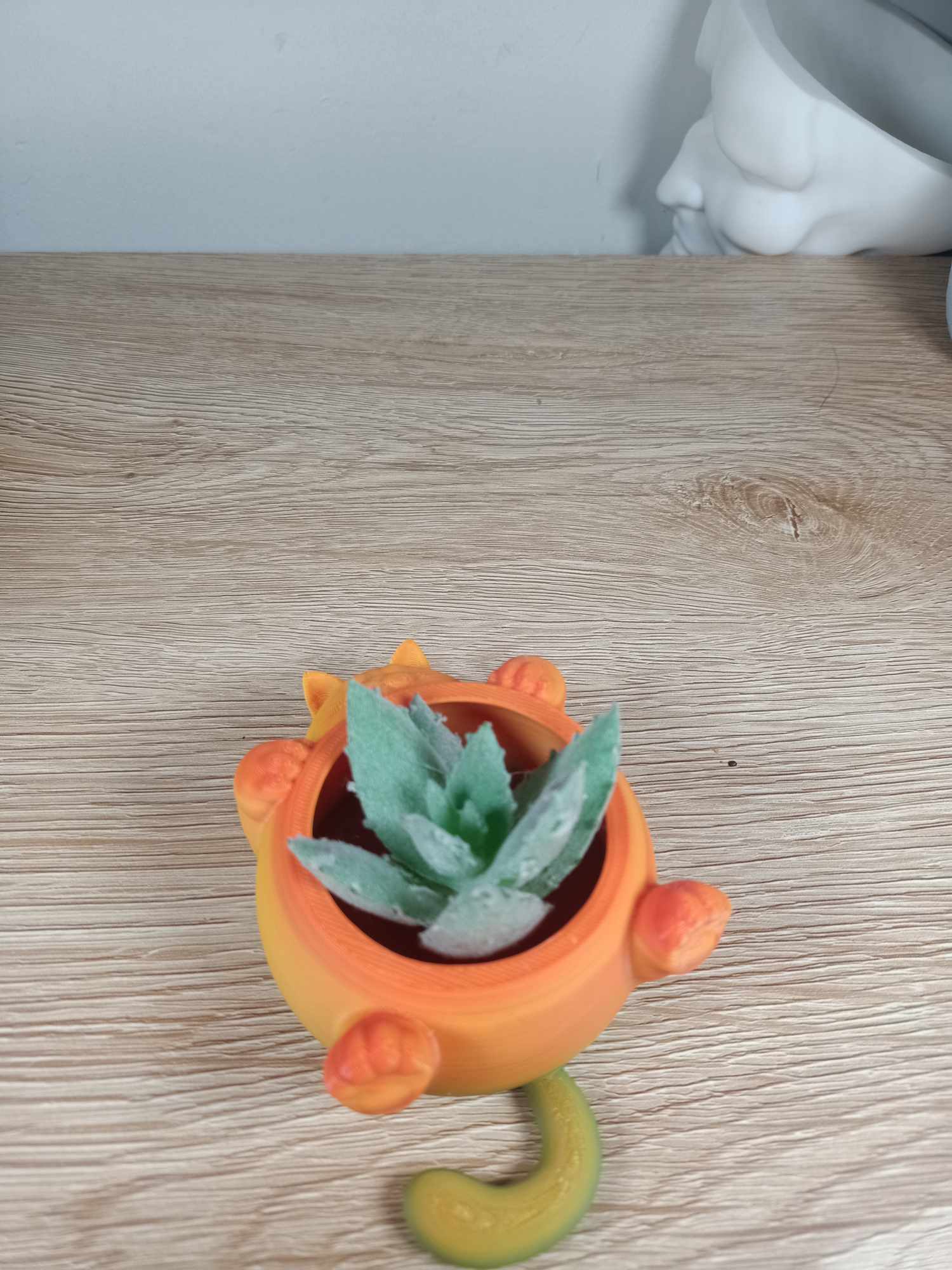 Sleepy Cat Planter 3D Printed, Charming Succulent Pot for Home or Office, Cat Lover Gift Idea