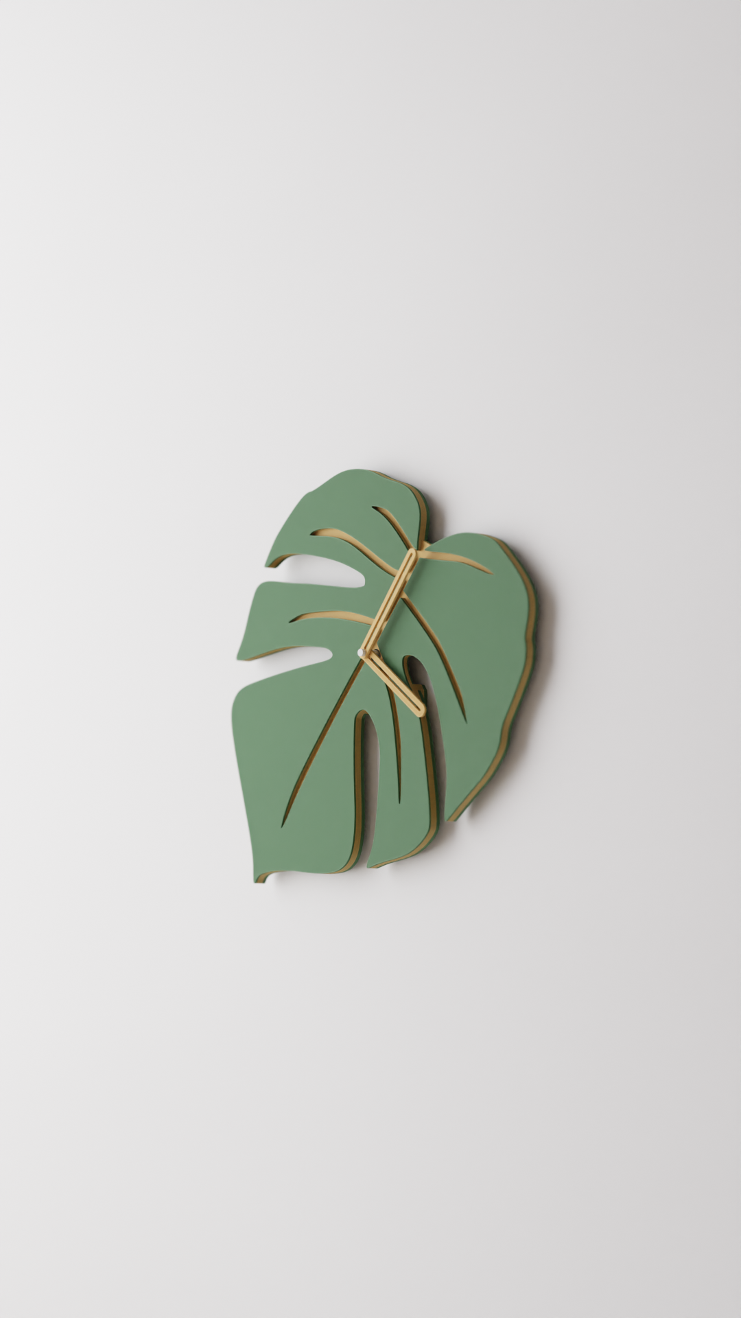 Layered Monstera Wall Clock