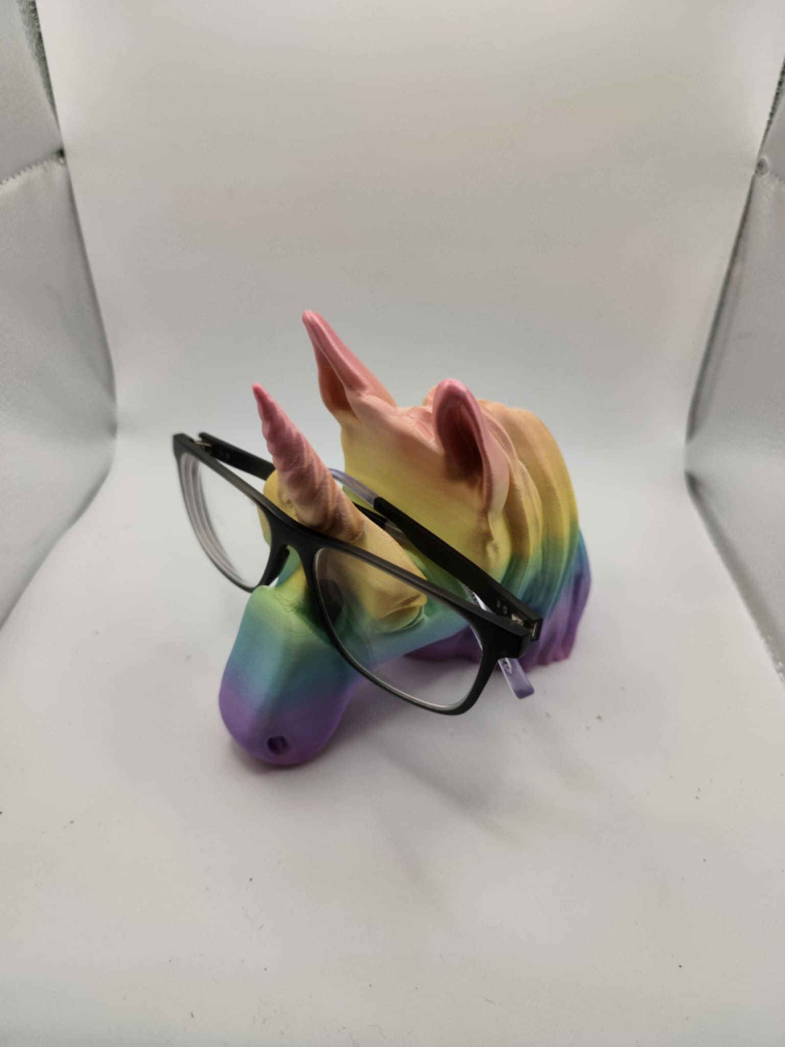 Rainbow Color Unicorn Glasses Holder, 3D Printed Spectacle Stand for Eyewear, Unique Gift for Animal Lovers