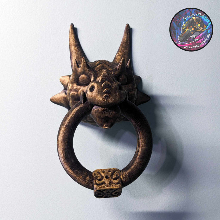 Majestic Dragon Door Knocker, Solid Brass Finish, Gothic Touch For Your Door, Mythology Lover Gift