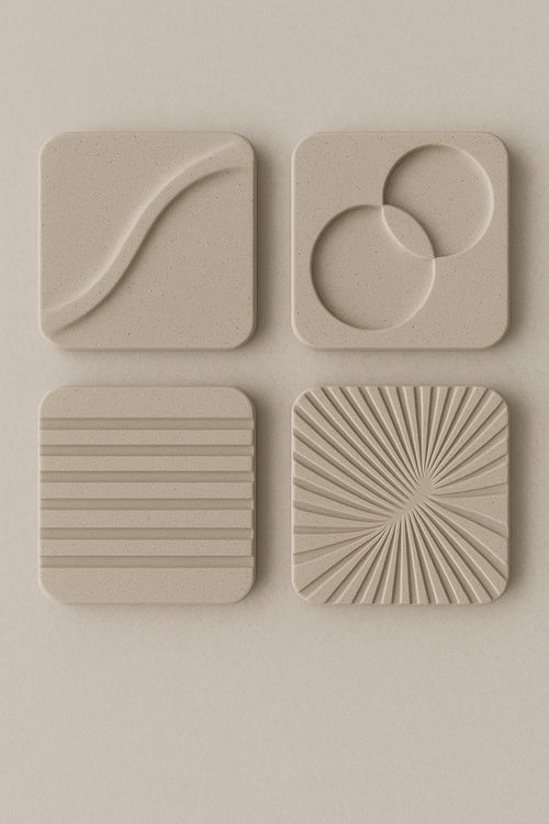 Set of 4 Abstract Coasters 🌀 Modern Drink Coaster Set | Eco-Friendly Home Decor