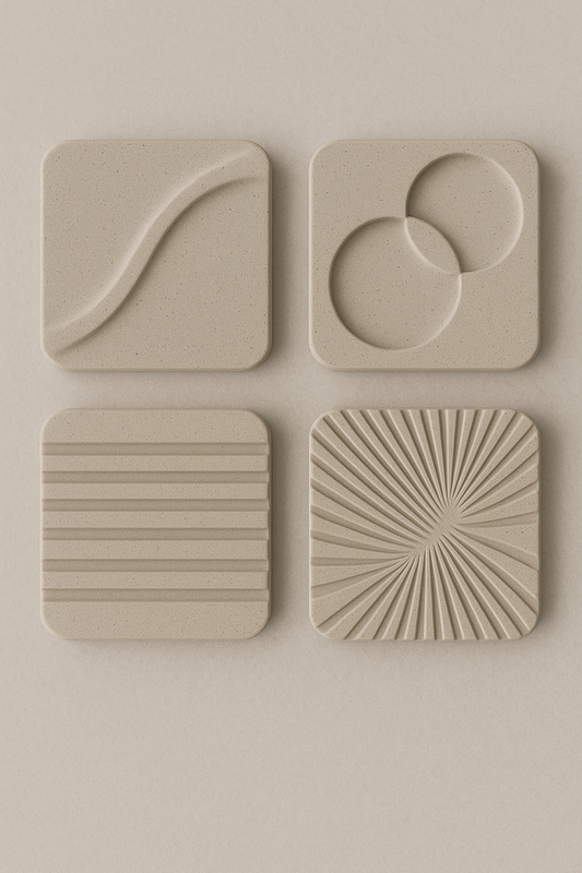 Set of 4 Abstract Coasters 🌀 Modern Drink Coaster Set | Eco-Friendly Home Decor