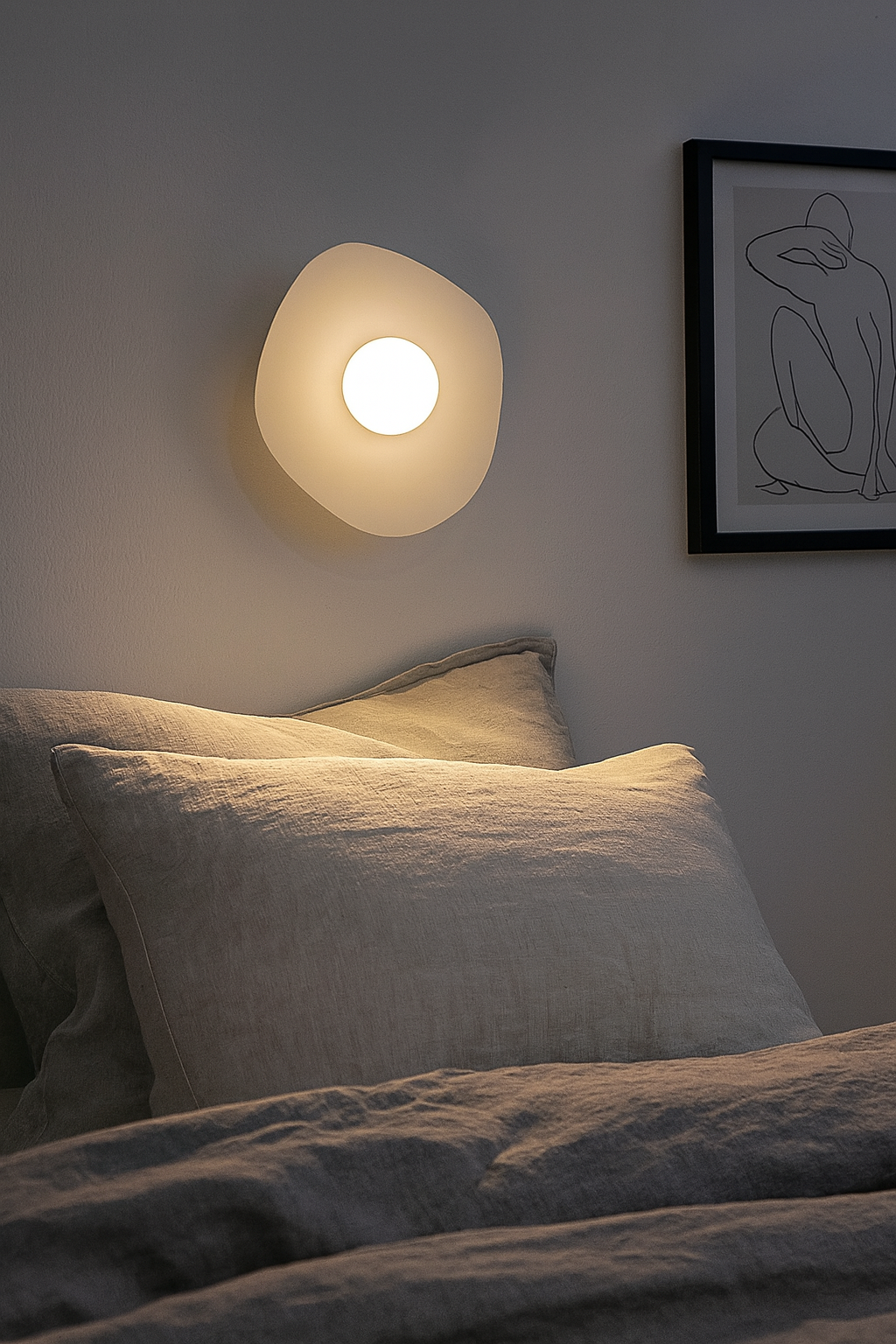 Pearl Wall Sconce with Rechargeable Light is renter friendly, 3D printed, cordless and LED.