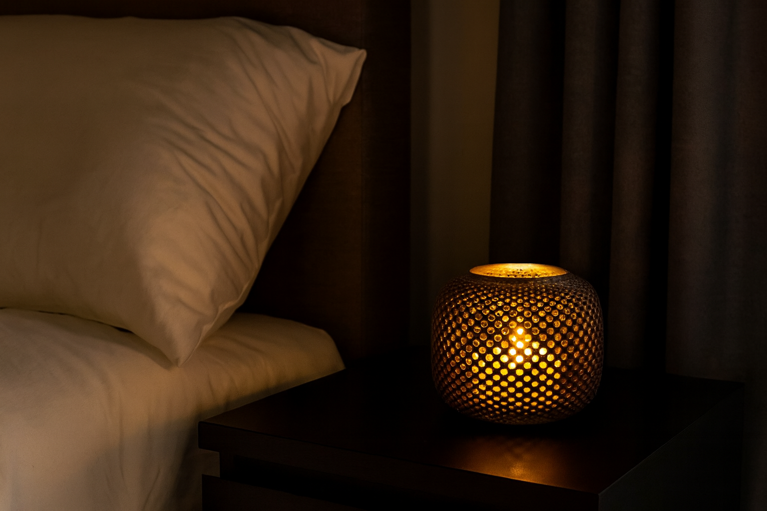 Sinister Criss Cross Candle Holder  with led candle