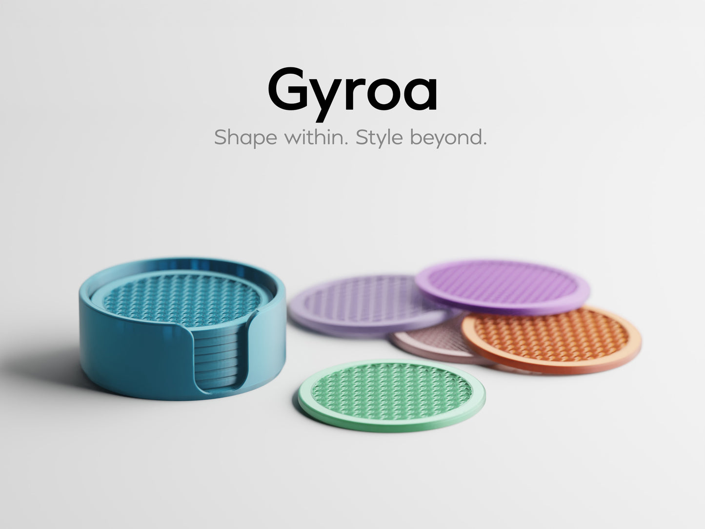 Gyroa Coaster Set – Sculptural Modern Coasters with Holder