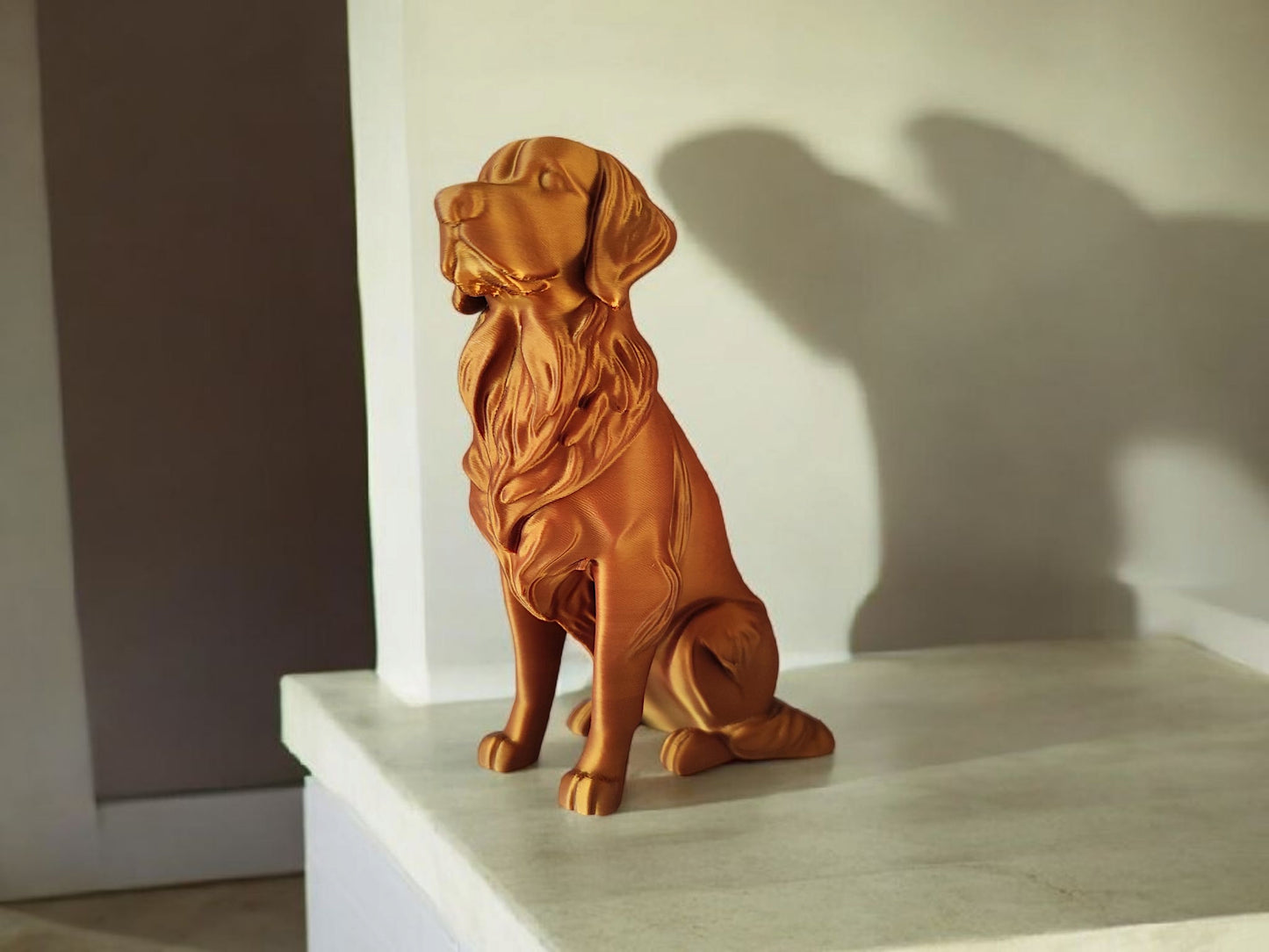 Minimalist Modern Australian Golden Retriever Figure – 3D Printed Dog Sculpture