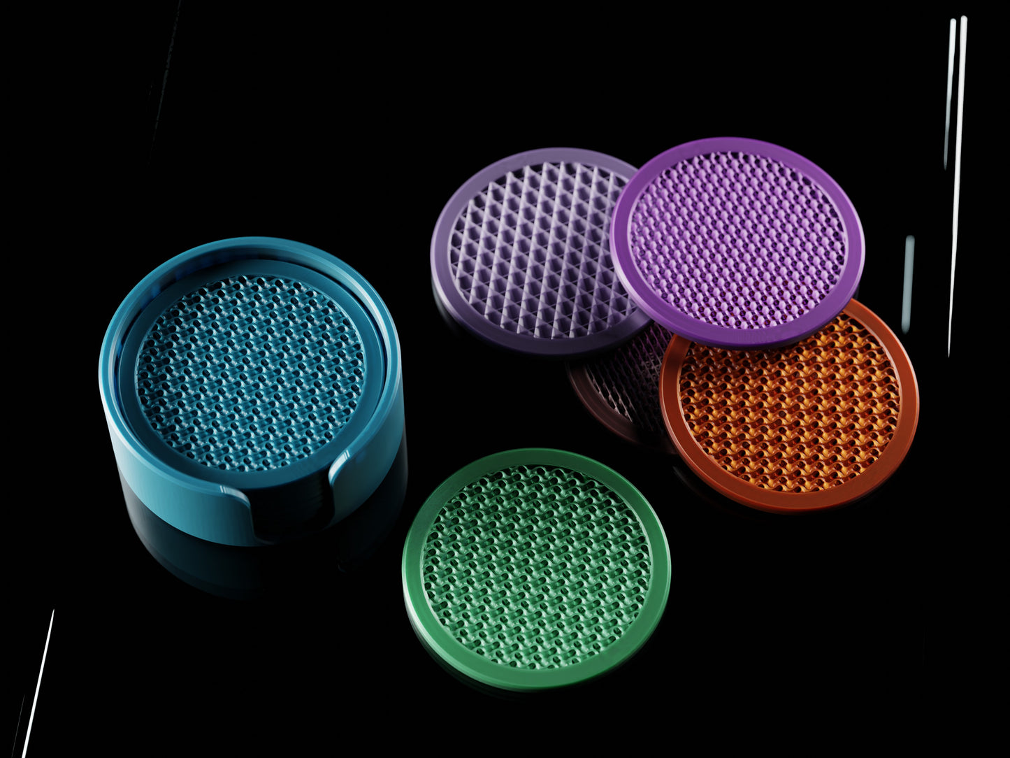 Gyroa Coaster Set – Sculptural Modern Coasters with Holder
