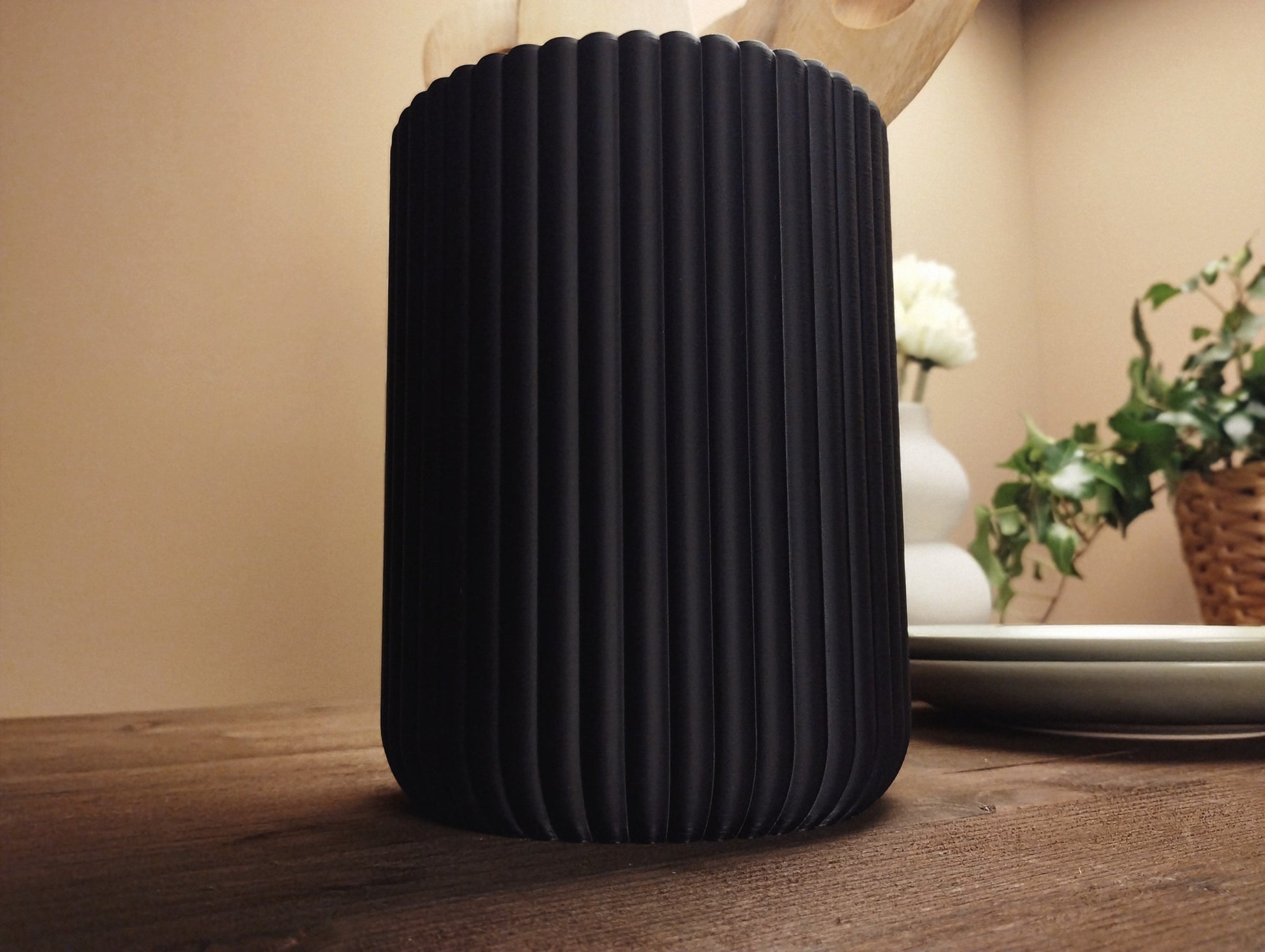 Ribbed Kitchen Utensil Holder – 3D Printed Modern Organizer