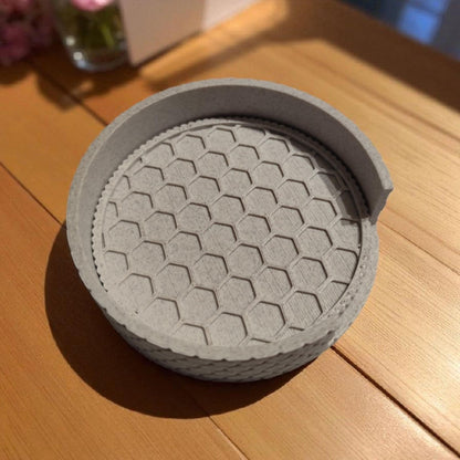 Honeycomb Coaster Set – 4 Modern Coasters with Matching Holder