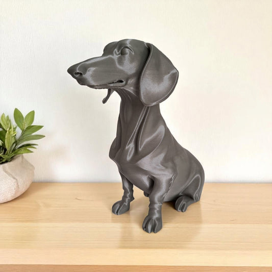 Minimalist Modern Dachshund Figure – 3D Printed Dog Sculpture