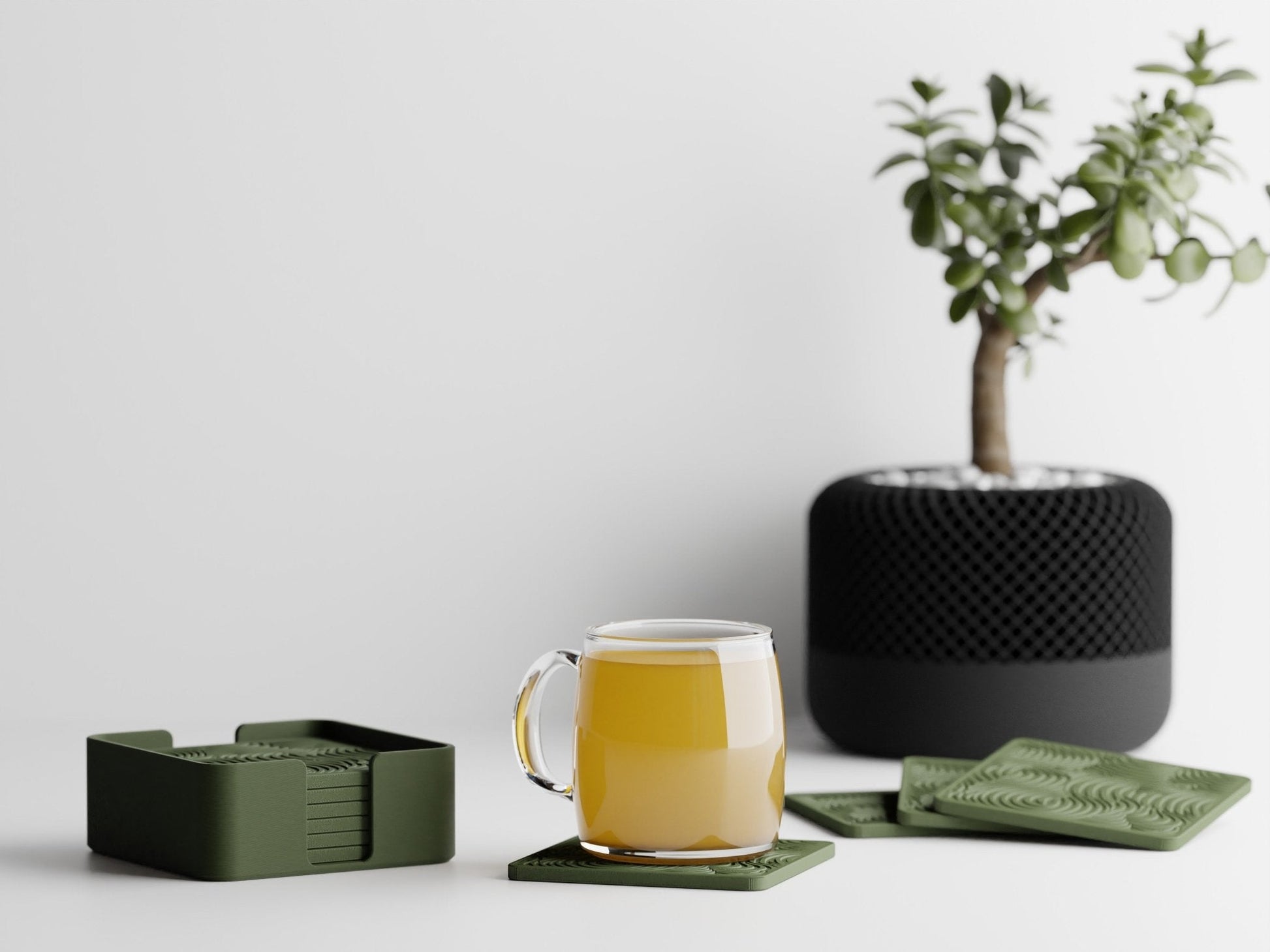 Modern Geometric Coaster Set – 3D-Printed PLA Drink Coasters