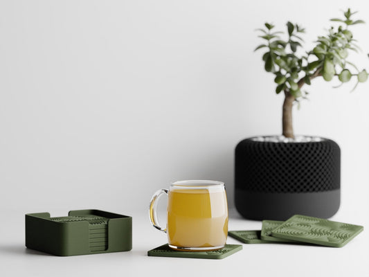Modern Geometric Coaster Set – 3D-Printed PLA Drink Coasters