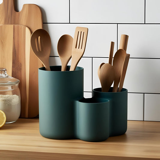 Modern Kitchen Utensil Holder – Three-Cup Organizer for Stylish Functionality