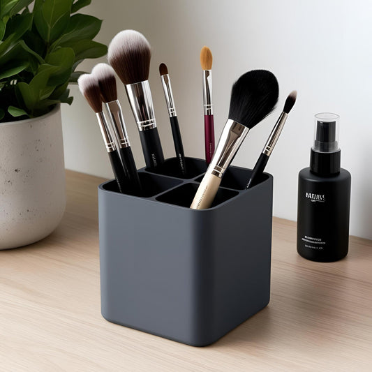 Modern Makeup Brush Holder – Four Sleek Compartments for Effortless Organization