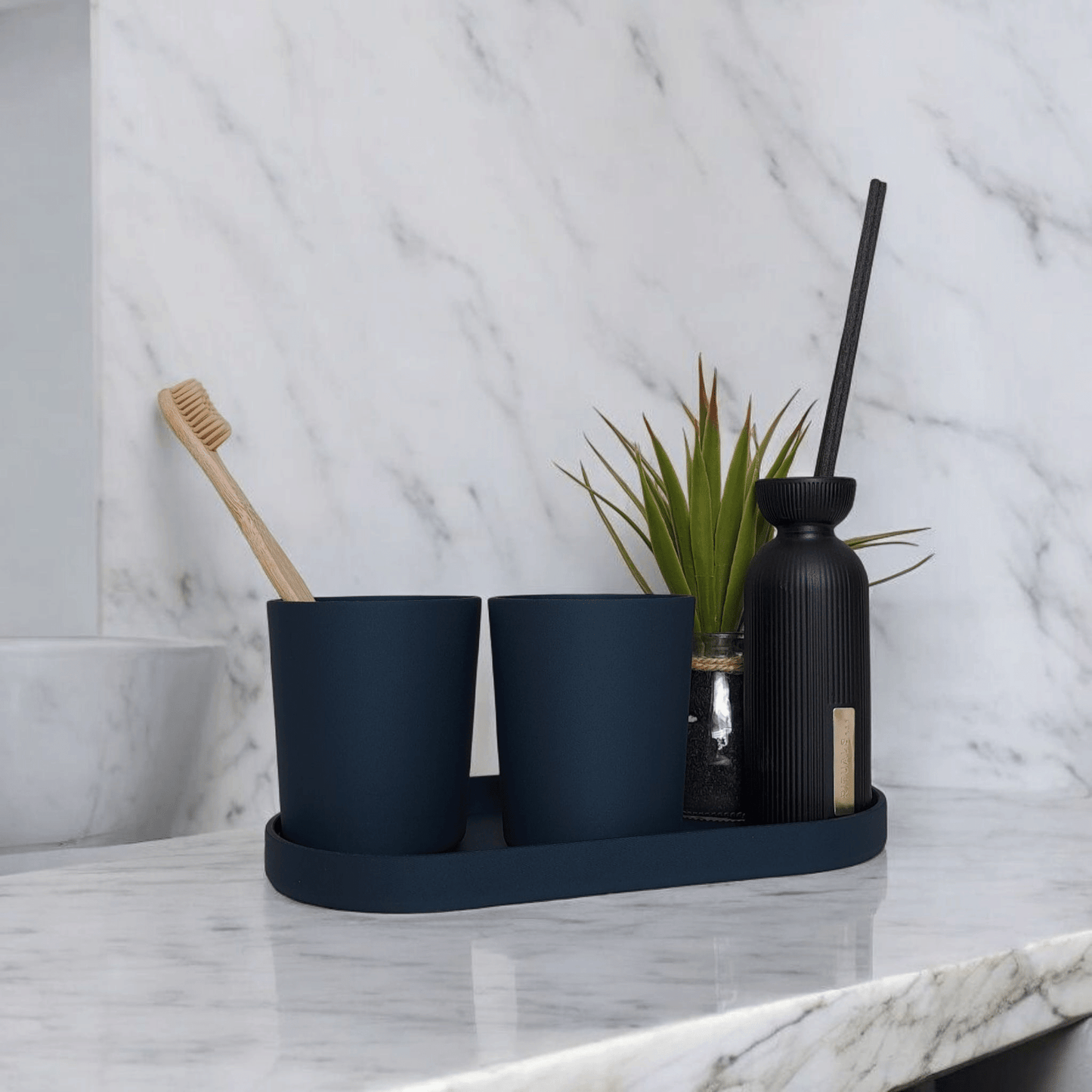 The Calm Sink Set: Modern Toothbrush Holder & Tray