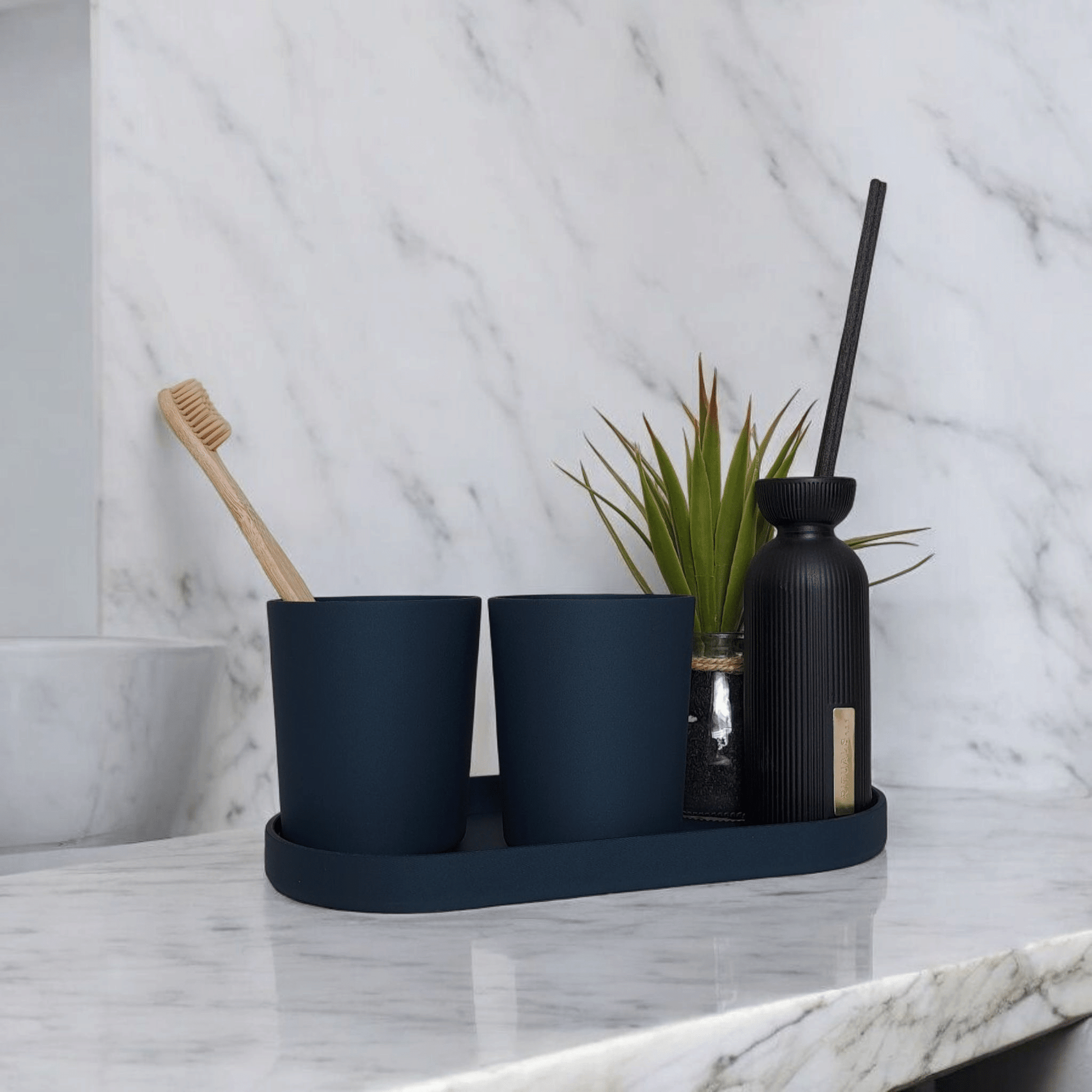 The Calm Sink Set: Modern Toothbrush Holder & Tray